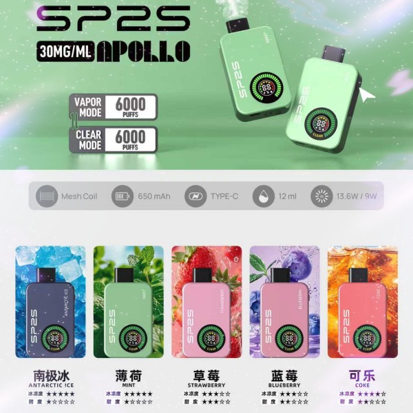 新品SP2S拋棄式12000口 SP2S拋棄式一次性電子煙 雙模式 電子菸線上購買 新日期 10/26